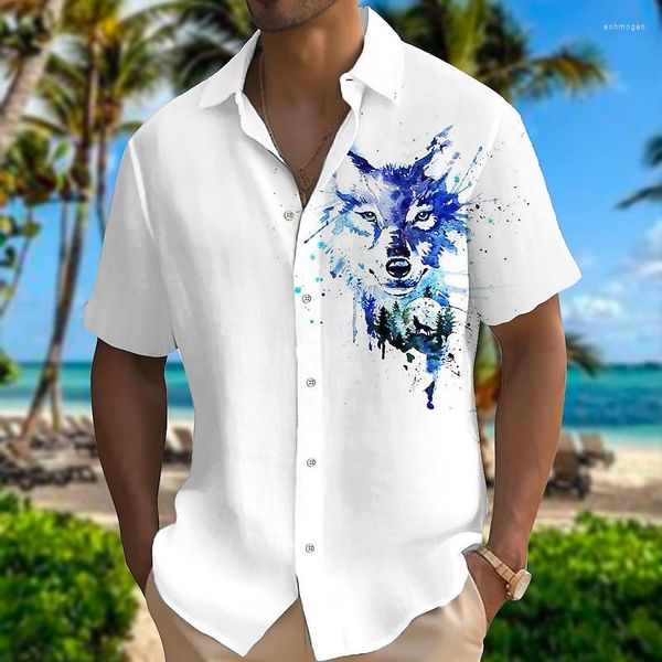 Chemises décontractées pour hommes chemises en lin Tiger Tiger imprimés graphique