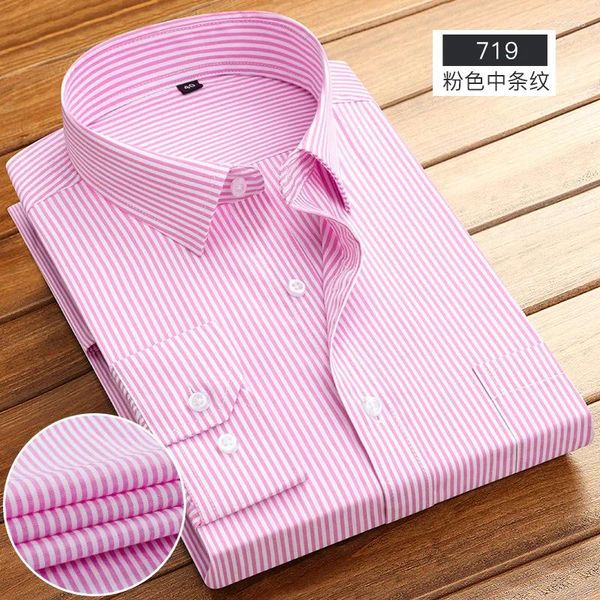 Camisas casuales para hombres Camisa de manga larga a rayas fina Primavera / Verano Ropa de trabajo Ropa formal de negocios Moda de alta calidad Color sólido