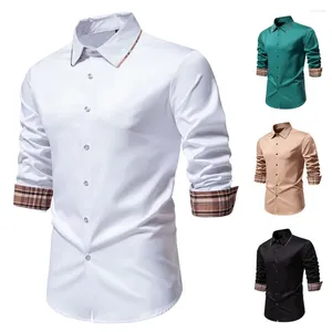 Casual overhemden voor heren Overhemd Heren 2023 Lange mouw Geruit Kleuraanpassing Modieus getailleerde heren Man