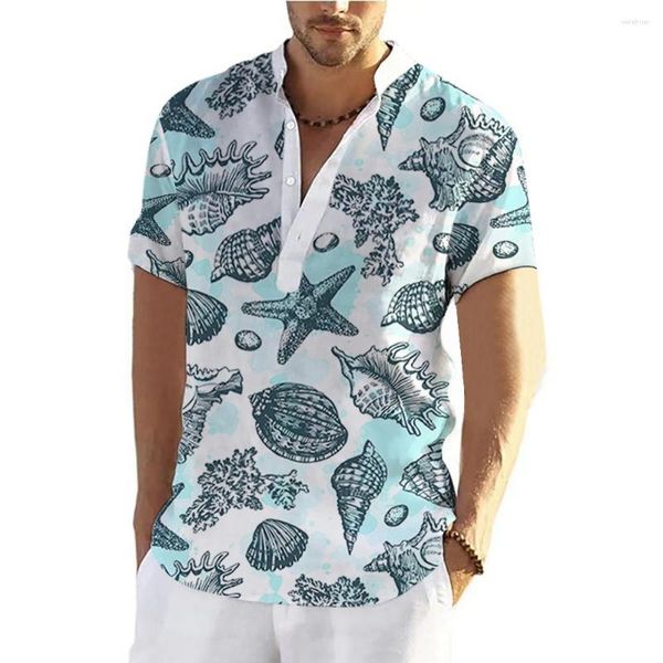 Hommes chemises décontractées chemise hommes étoile de mer 3d imprime quotidien à manches courtes bouton haut vêtements été hawaïen Simple graphique