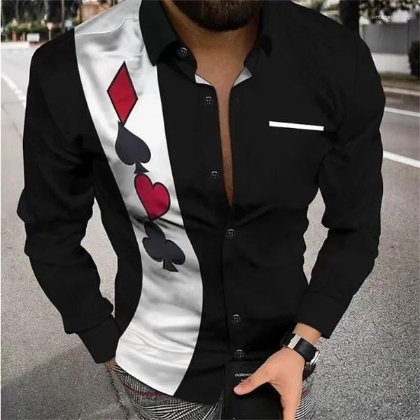 Chemises décontractées pour hommes POKER STREET OUTDOOR 2024 Design design tops doux et confortable plus taille 6xl