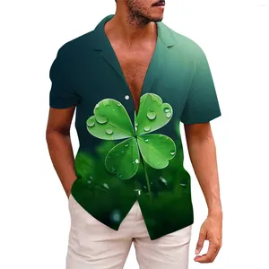 Camisas casuales para hombres Paquete de camisas Hombre Día de San Patricio Manga corta Otoño Impresión Hawaii Hombres de negocios