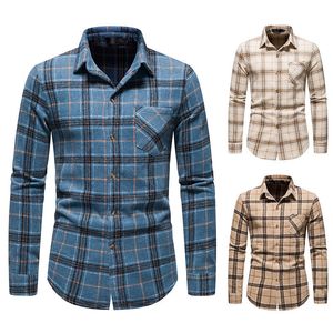 Camisas casuales para hombres Camisa a cuadros Camisa de tela de lana cálida engrosada para hombres Franela Forro de personalidad informal Camisa de ropa informal Moda para hombres 221119