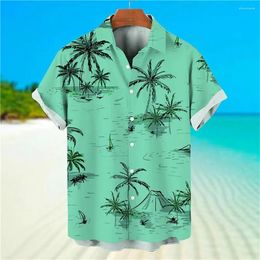 Mannen Casual Shirts Shirt A Button Down 2023 Hawaii Shirt 3D Printer Man Kokospalm Grafiek Straat Korte termijn mouwen Kleding