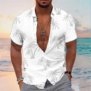 Chemises décontractées pour hommes Chemise d'été hawaïenne à imprimés graphiques de cocotiers Turndown Vacances quotidiennes Manches courtes Vêtements imprimés boutonnés