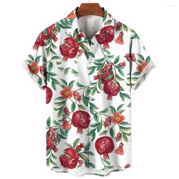 Casual overhemden voor heren met granaatappelbloempatroon 3D-print Oversized T-shirt Outdoor streetwear voor herenkleding Tops Zomer