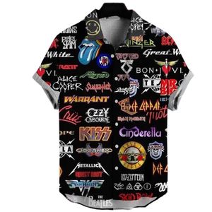 Camisas casuales para hombres Manga corta Hawaiian Us 66 Route 3d Print Oversized Hip Hop Rock Style Resort hombres mujer 230221