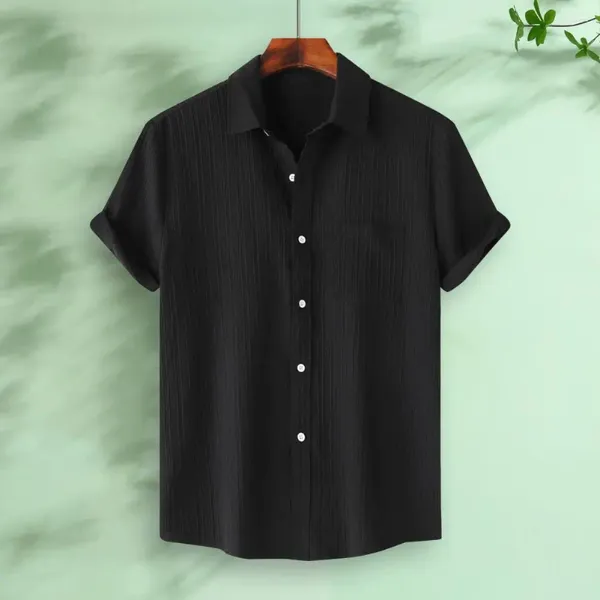 Camisas informales para hombre, camisa de manga corta, transpirable, con bolsillo en el pecho, cierre de botón, Top ligero de verano para uso diario