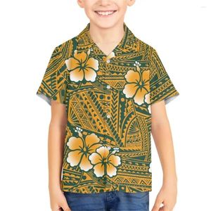 Chemises décontractées pour hommes Chemise à manches courtes Samoa Fiji Polynésien Tribal Masi Imprimer Design personnalisé Vêtements pour enfants pour garçons portent hawaïen