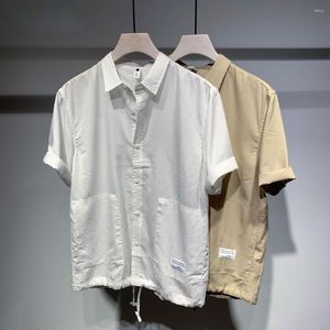 Chemises décontractées pour hommes à manches courtes vêtements d'été mode coréenne hommes streetwear couleur unie basique respirer mince cool