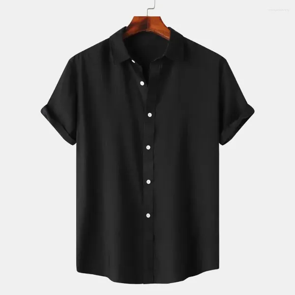 Camisas informales para hombre, camisa de verano de manga corta, cuello de solapa elegante con diseño sin costuras para mayor comodidad