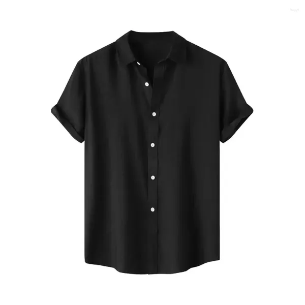 Camisas casuales para hombres Camiseta de verano de manga corta collar de solapa elegante con diseño de tela elástica o negocio para negocios