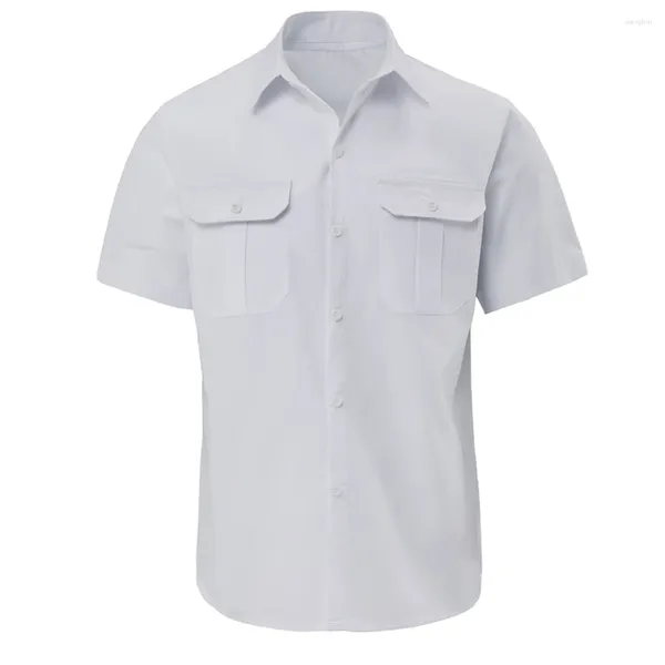 Chemises décontractées pour hommes T-shirt à manches courtes Vert foncé Lac Bleu Polyester Régulier S-2XL Blanc Jaune Noir Boutonné Cardigan