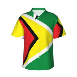 Chemises décontractées pour hommes Chemise à manches courtes avec drapeau de la Guyane Vêtements de plage Hauts de personnalité