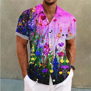 Casual shirts voor heren met korte mouwen Rapel Bloemen afdrukken Button Up Shirt For Summer Leisure Vakantie comfortabele en zachte stof top