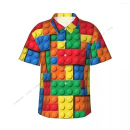 Camisas casuales para hombres Camisa de manga corta Bloques de construcción coloridos Ladrillos Camisetas Polo Tops
