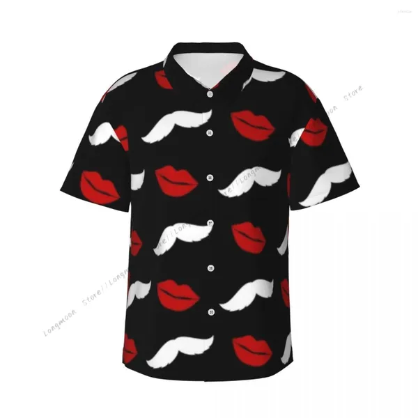 Chemises décontractées pour hommes Chemise à manches courtes Rétro Moustache Kissing Lips T-shirts Polo Tops