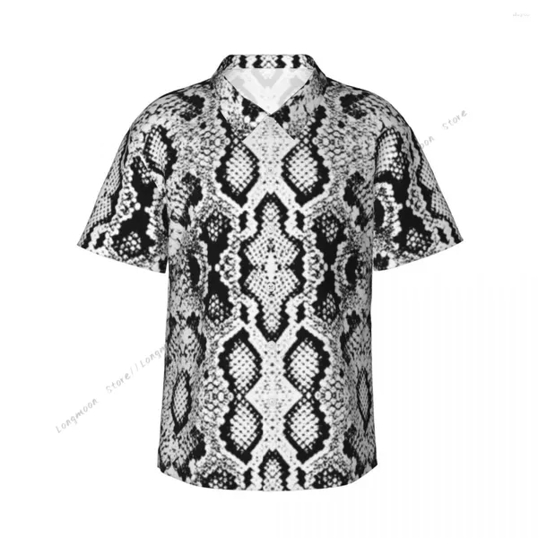 Camisas informales para hombre Camisa de manga corta Camisetas con textura de escamas de piel de serpiente Polo Tops