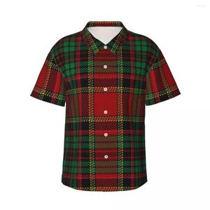Chemises décontractées pour hommes Chemise à manches courtes Tartan Plaid Scottish Christmas Pattern T-shirts Polo Tops