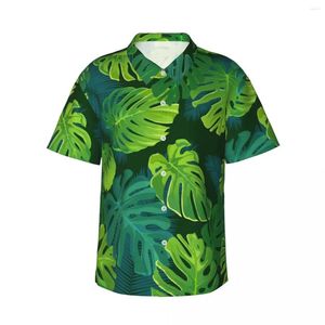 Chemises décontractées pour hommes, manches courtes, palmier Tropical, feuilles de Monstera, chemise de feuille de Jungle, vêtements de plage, hauts de personnalité
