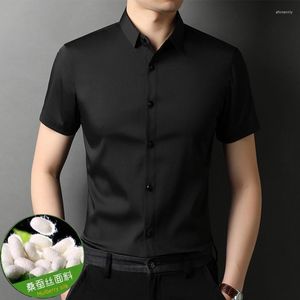 Chemises décontractées pour hommes soie blanc 2023 été mode coréenne à manches courtes affaires pour hommes Camisa Hombre Lq