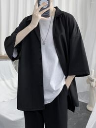 Chemises décontractées pour hommes simples de style coréen beau chemise à manches courtes preppy
