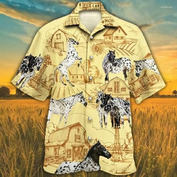 Camisas informales para hombre talla Appaloosa 2022 verano Animal Horse Lovers Farm camisa hawaiana-camisa suelta de manga corta S-5xlMen's Eldd22