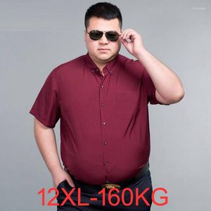 Camisas casuales para hombres Tamaño grande 12XL 160KG 150KG Hombres Camisa grande Manga corta Vestido de oficina de verano Formal Bolsillos sólidos Negocios 52 50 54