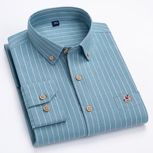 Chemises décontractées pour hommes taille M 7XL 100 pur coton Oxford rayé Plaid mâle haute qualité à manches longues pour hommes boutonné 230105