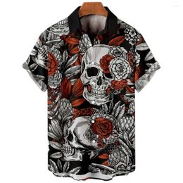 Casual shirts voor heren schedel 3d print Hawaiian Beach Men Women mode streetwear revers shirt shirt mannelijke tops blouse man kleding