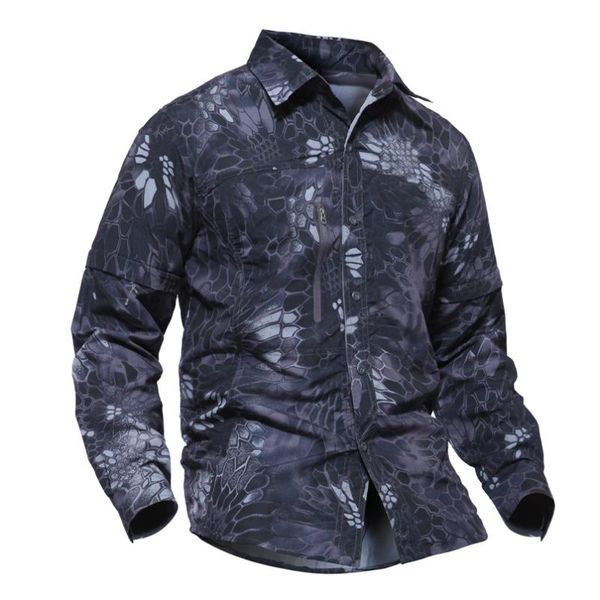 Chemises décontractées pour hommes Chemise détachable pour hommes Camouflage militaire Exercice tactique Séchage rapide T-Respirant Tops Homme VêtementsHommes