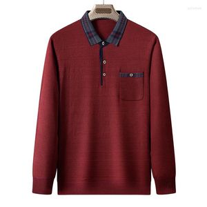 Chemises décontractées pour hommes T-Shirt à manches Vêtements de printemps et d'automne pour hommes d'âge moyen grand-père personnes âgées vraie chemise de poche