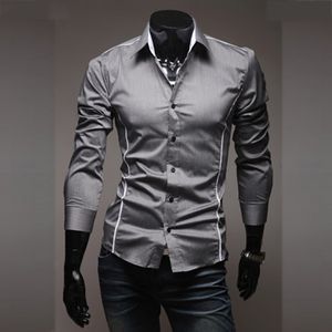 Chemises décontractées pour hommes Slim Fit hommes chemises rayées à manches longues gris mâle chemises rayées Camisa vêtements sociaux Chemise Homme Camisas para hombre 230822