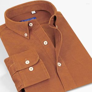 Camisas informales para hombre, camisa de pana inteligente para hombre, manga larga, Vintage, naranja, rojo, negocios, estilo coreano, ropa ajustada para hombre 2023
