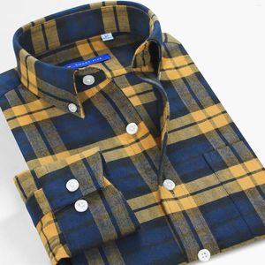 Chemises décontractées pour hommes Smart Five Flanelle Chemise Hommes Vêtements Épais À Manches Longues Plaid Slim Fit Vintage 2024 Homme S