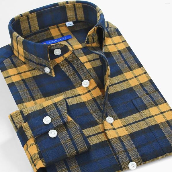 Chemises décontractées pour hommes Smart Five chemise en flanelle hommes vêtements épais à manches longues Plaid Slim Fit Vintage 2022 homme