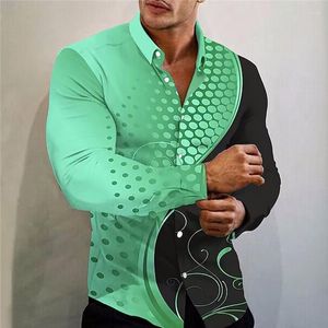 Chemises décontractées pour hommes mode sociale surdimensionnée pour hommes à pois imprimé bouton haut à manches longues vêtements pour hommes bal et chemisiers