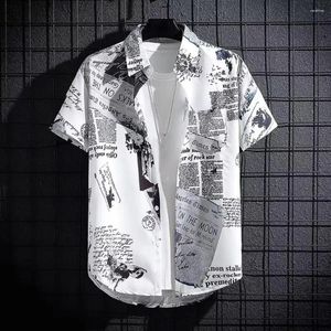 Chemises décontractées pour hommes chemises Soft Ment Summer Tropical Style Hawaiian avec lettre Imprimer de glace Tissu de soie rapide Technologie Dry pour les vacances