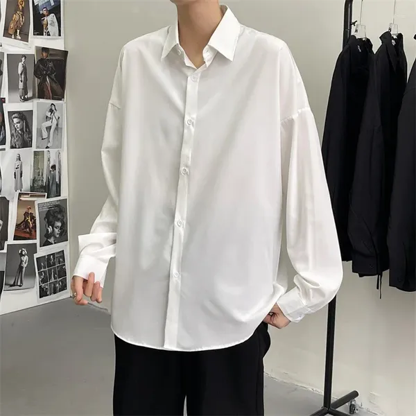 Camisas casuales para hombres Camisa de vestir suave y lisa sin hierro Diseño sin bolsillo Cómodo Otoño Manga larga Formal Social B56