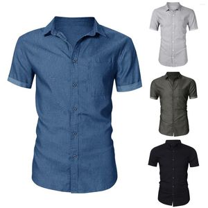 Vrijetijdsoverhemden voor heren Effen kleur Zakelijk Voor de zomer Korte mouw Normaal Grote maat Formele kleding Heren Office Button Up Blouses