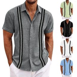 Camicie casual da uomo Camicia tinta unita Gioventù Maniche corte Bavero Top Colletto da uomo Pigiama Tuta con cappuccio da uomo