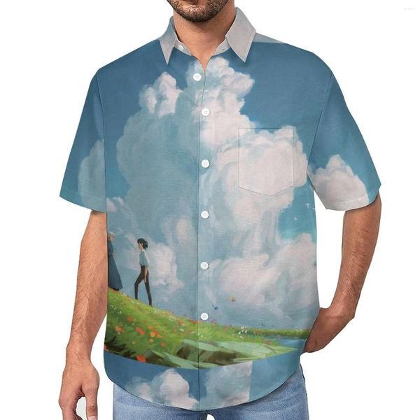 Chemises décontractées pour hommes Sophie et Howl Belle scène Howls Moving Castle Beach Shirt Été Blouses élégantes Hommes Imprimés Plus Taille