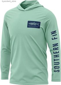 Chemises décontractées pour hommes Chemise de pêche à nageoires du sud à manches longues Anti UV Protection solaire Pêche en plein air Été Pêcheur Jersey Vêtements de pêche à séchage rapide L240306