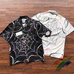 Chemises décontractées pour hommes Spider Web Print Wao Maria Chemises Hommes Femmes Streetwear Hawaiian Beach Revers Shirtyolq