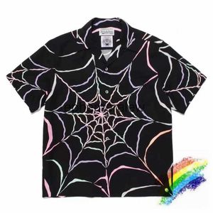 Chemises décontractées pour hommes Spider Web WACKO MARIA Chemise Hommes Femmes 1 1 Haute Qualité 2023ss Chemises Hawaïennes Teephemeralew