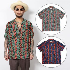 Chemises décontractées pour hommes Motif tacheté WACKO MARIA Camisas Manga Corta Hommes T Haute Qualité Pour Style Camisa Hawaiana Hombre Vêtements Vintage