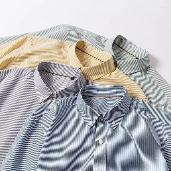 Camisas casuales para hombres Primavera y otoño Algodón Oxford Spinning Camisa de manga larga para ocio Abrigo suelto transpirable