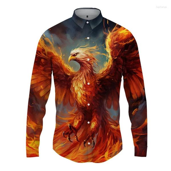 Chemises décontractées pour hommes, mode printemps et automne, chemise à manches longues, flamant rose, sport imprimé en 3D, confortable, Cool, hauts assortis