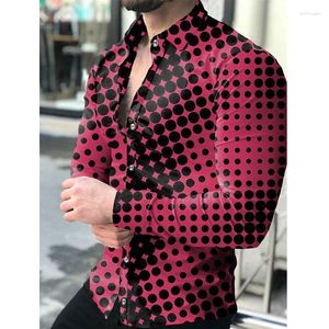 Chemises décontractées pour hommes Printemps et automne Cardigan de style de rue Chemise de mode imprimée à pois personnalisée.