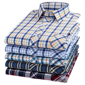 Camisas informales para hombre, camisa de manga larga a cuadros fina de algodón para primavera y verano, todo holgado para jóvenes de mediana edad